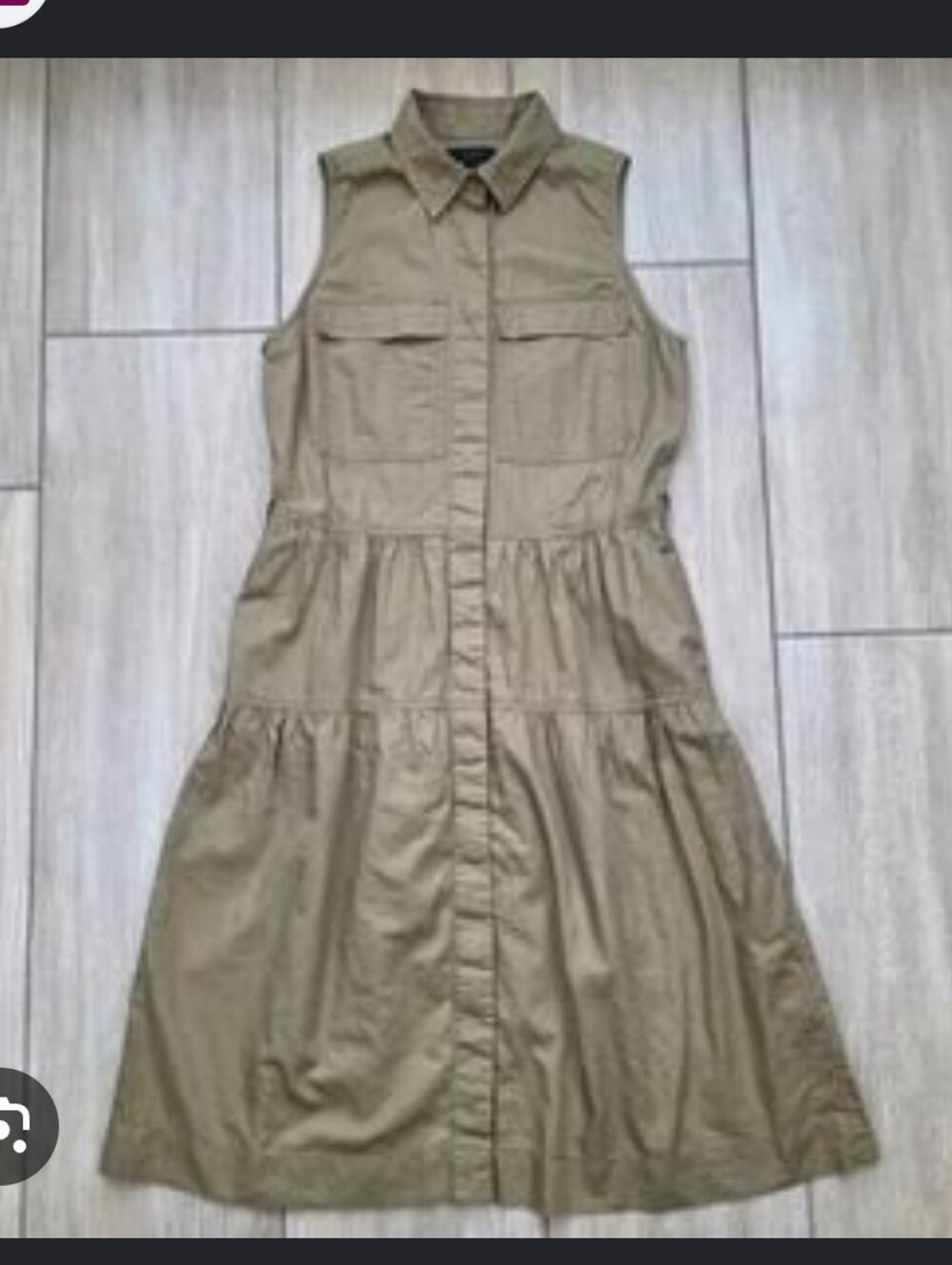 Sleeveless Tiered Shirt Dress in Khaki Size 8 J CREW